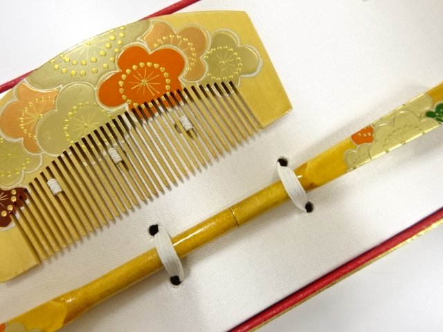  アンティーク　漆塗り蒔絵　櫛・笄セット